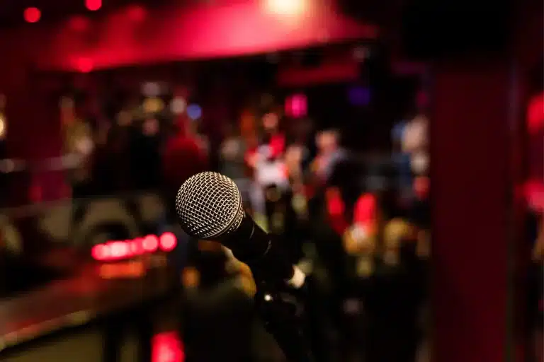 Live performance microphone setup capturing the energy of Abu Dhabi nightlife