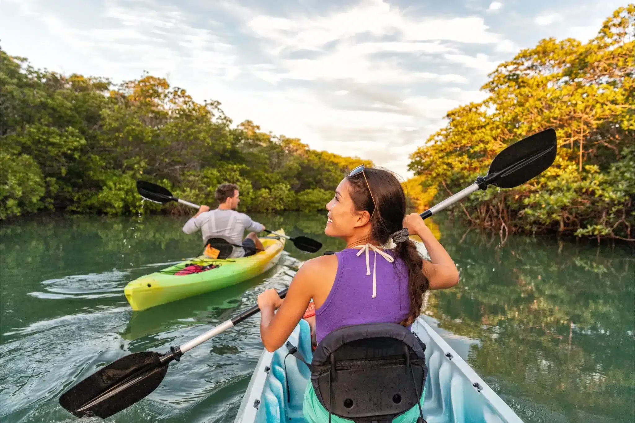 Kayaking through the mangroves is a peaceful outdoor activity in Abu Dhabi ideal for nature lovers.