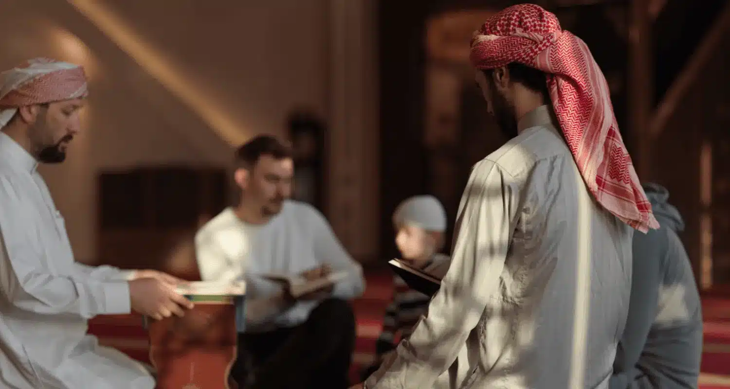 People learning basic Arabic words for beginners.